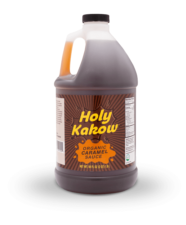 64 oz jug of Holy Kakow Organic Caramel Sauce